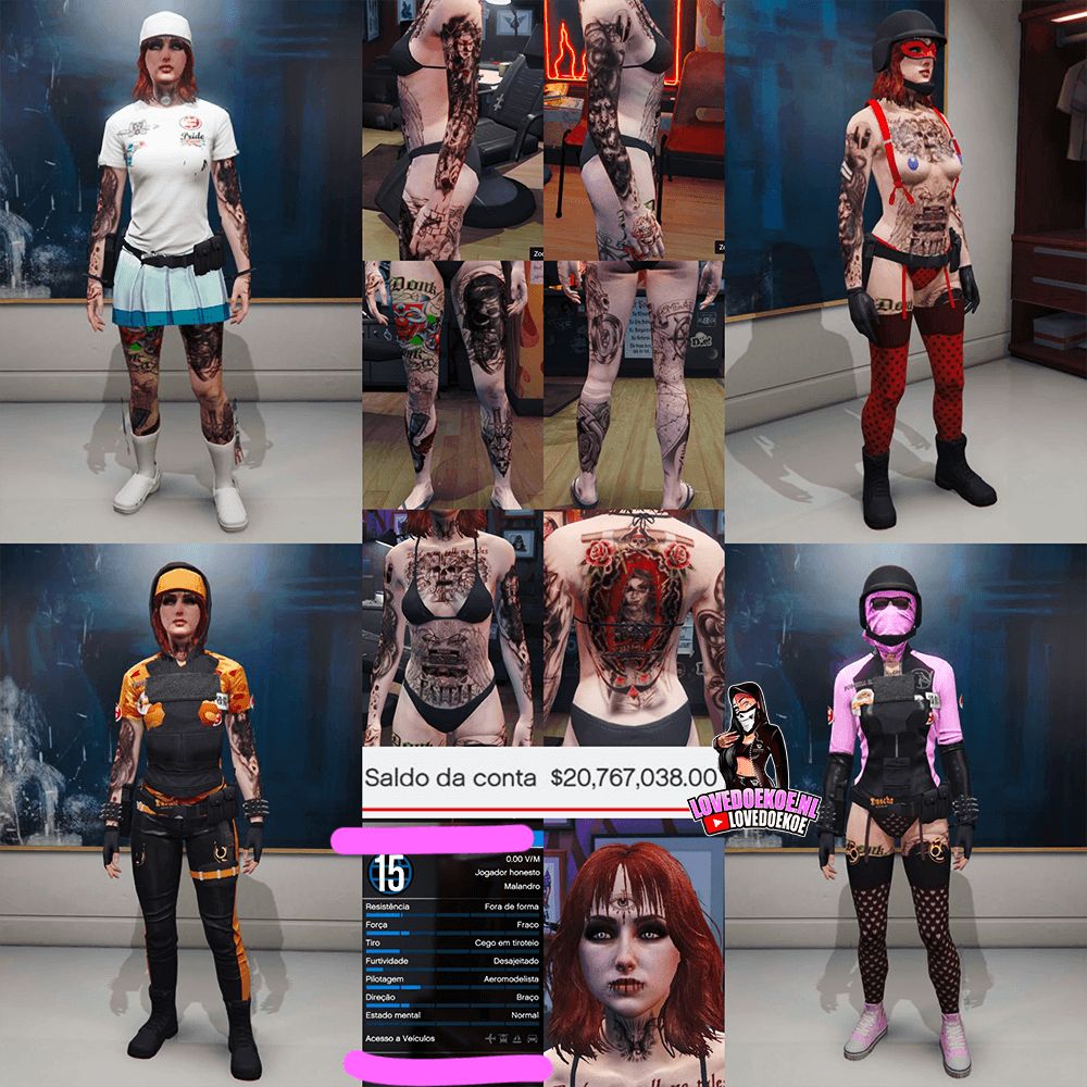 STARTER ACCOUNT👸🩷LEVEL 15 • 20 MILLION • AESTHETIC CHARACTER • STACKED TATTOOS • MODDED OUTFITS • PROPERTIES • CLEAN K/D &amp; MORE🖤