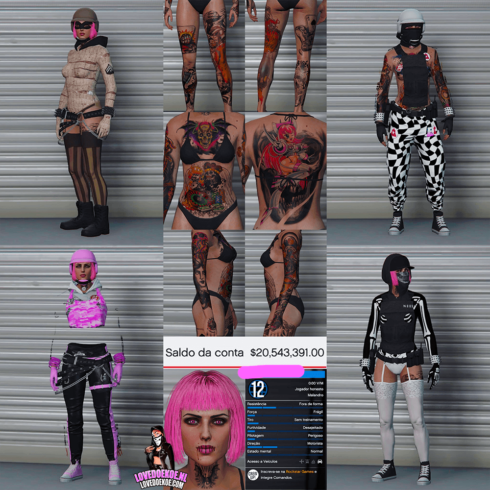 STARTER ACCOUNT👸🏻💗 LEVEL 12 • 20 MILLION • AESTHETIC CHARACTER • STACKED TATTOOS • MODDED OUTFITS • CLEAN K/D • SPECIAL UNLOCKS • PROPERTIES &amp; MORE