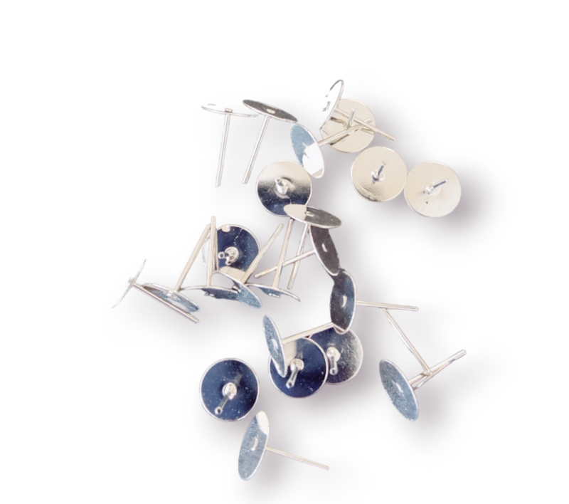 Flat Earring Pad Studs 8mm (30 pieces)