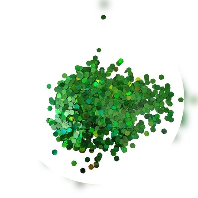 Green Hexagon Chunky Glitter