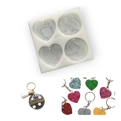 Circle &amp; Heart Keychain Silicone Mold