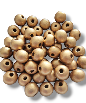 Gold Wooden Beads 10mm (50pcs)