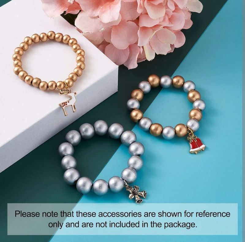 Silver Wooden Beads 10mm (50pcs)