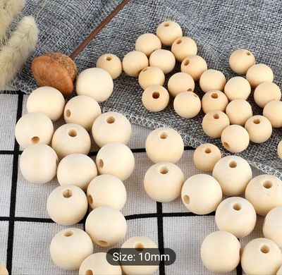 Natural Wooden Beads (50pcs) 10mm