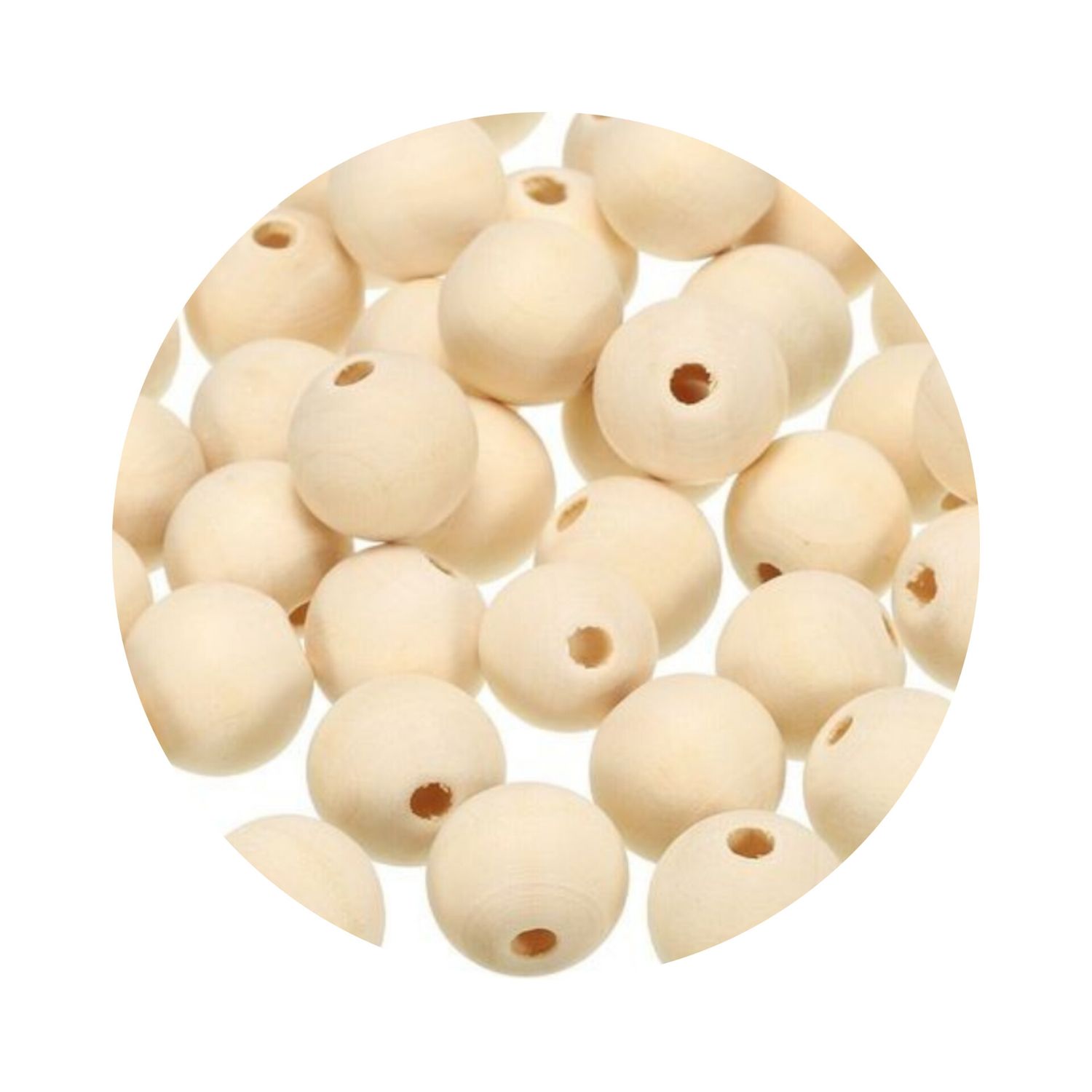 Natural Wooden Beads (50pcs) 12mm