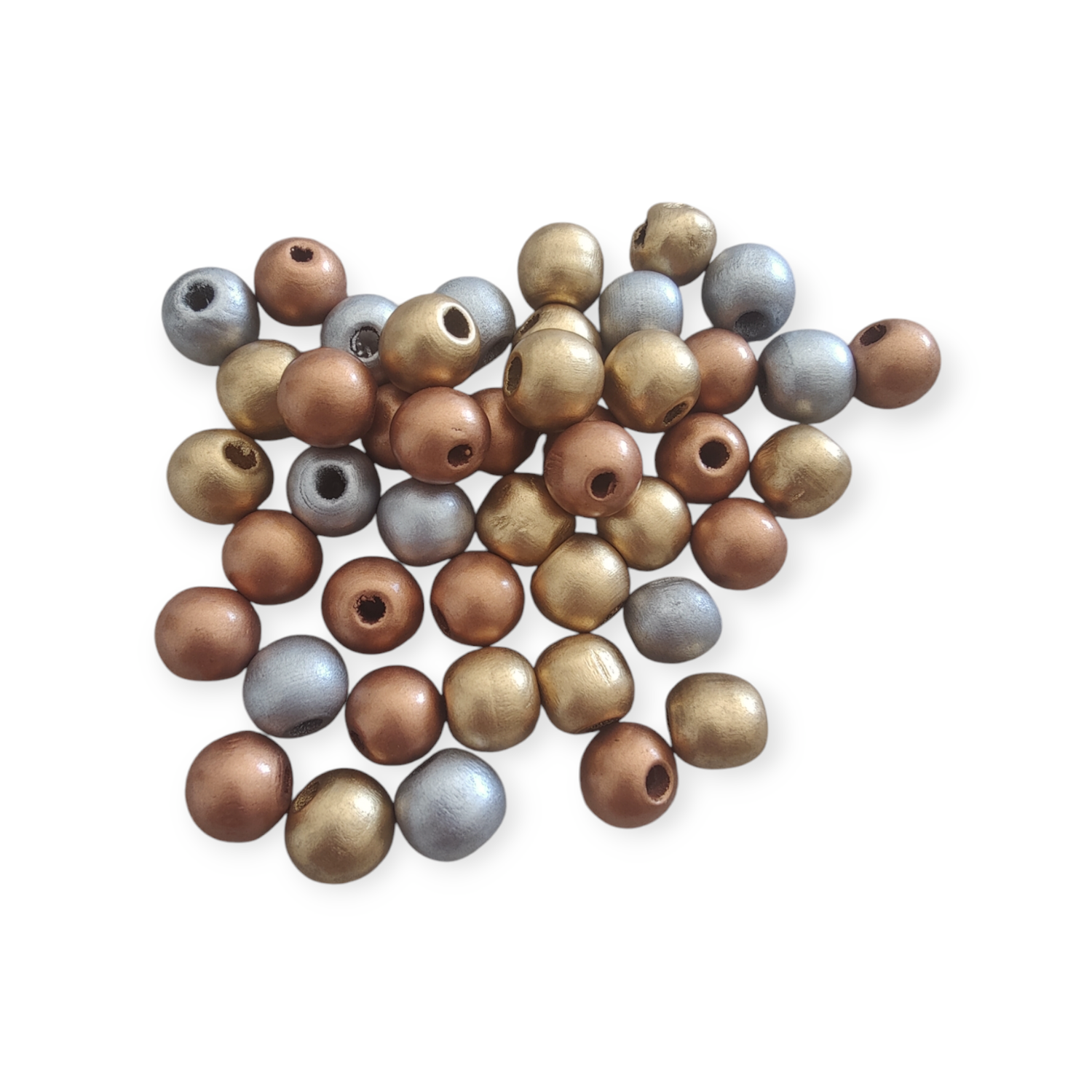 Metallic Wooden Beads 12mm (50pcs)