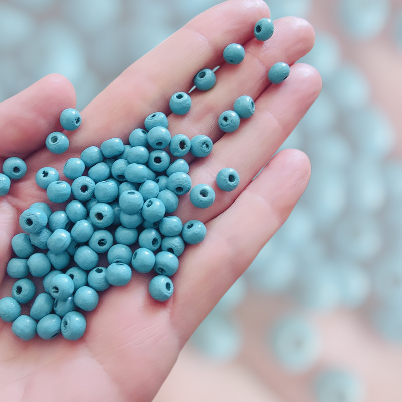 Wooden Beads Aqua Marine 6mm (100pcs)