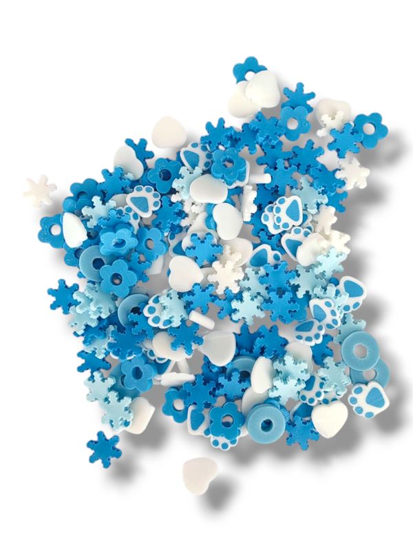 Mixed Snowflake Polymer Clay Slices (5g)