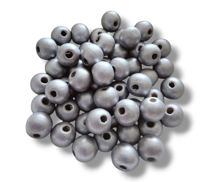 Silver Wooden Beads 10mm (50pcs)
