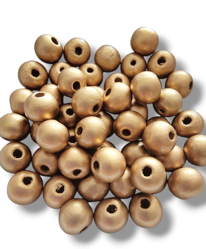 Gold Wooden Beads 10mm (50pcs)