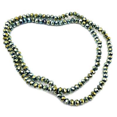 Faceted Green/Gold Crystal Beads 4mm (110pcs)