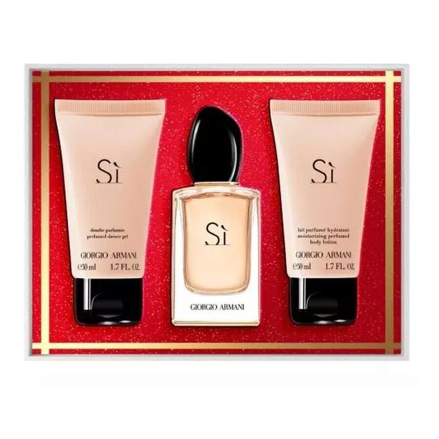 Giorgio Armani Sì Eau De Parfum 50ml Body Lotion 50ml Shower Gel 50ml 3 Piece Set