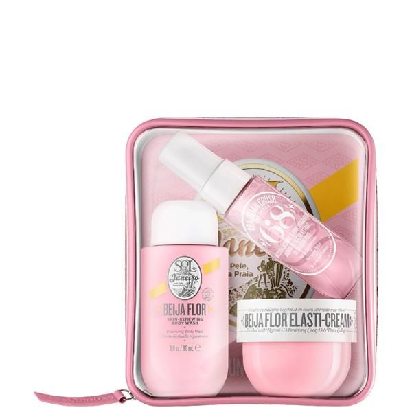 Sol De Janeiro Beija Flor Set Elasti-Cream 50ml, Skin-Renewing Body Wash 90ml, Brazilian Crush Fragrance Cheirosa 68 Perfume Mist 30ml and Bag 4 Piece Set