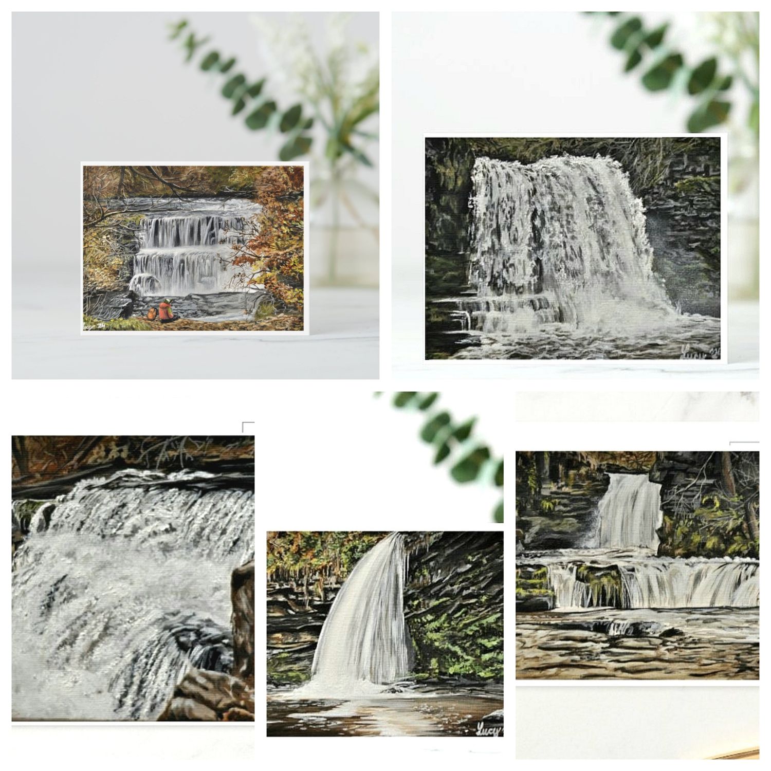 Waterfall country set of 5 Postcards