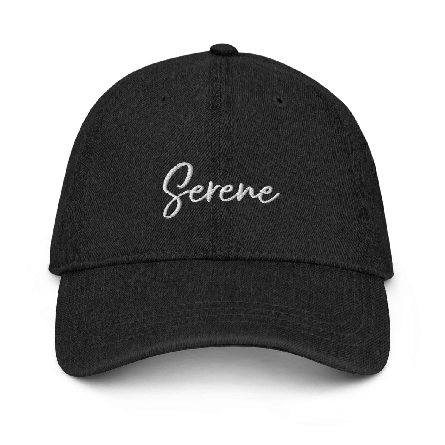 Serene Unisex Embroidered Denim Adjustable Cap 