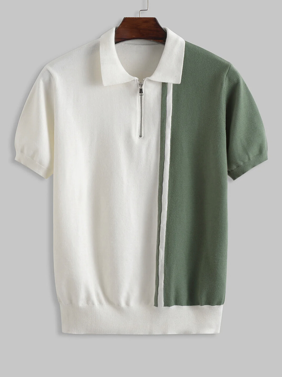 MENS QUARTER ZIP STRIPED COLORBLOCK KNITWEAR POLO SHIRT