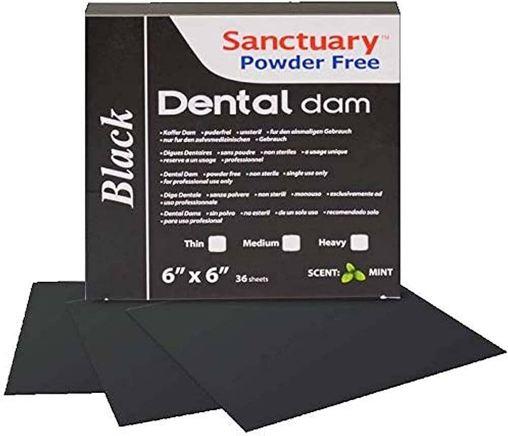 RUBBER DAM SHEET 6 x 6 - PLAIN BLACK MEDIUM ( 36 sheets ) - SANCTUARY