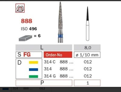 888 - LONG FLAME SHAPE DIAMOND BURS