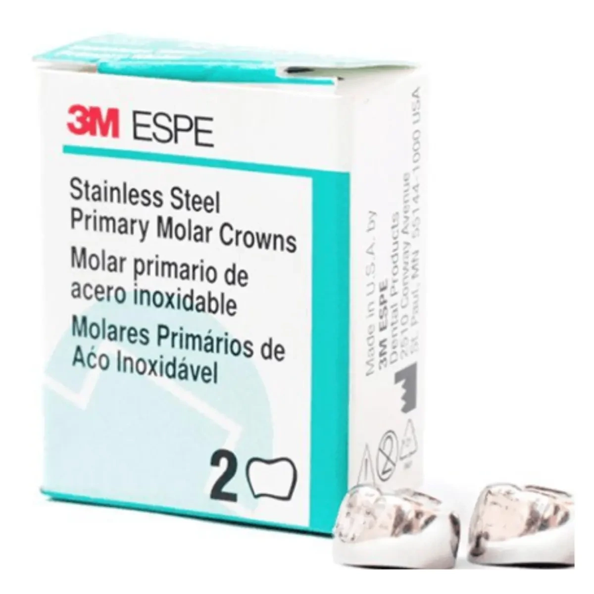STAINLESS STEEL PRIMARY MOLAR CROWNS 2pcs BOX - 3M