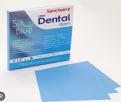 RUBBER DAM SHEET ( SILK ) 6 x 6 - BLUE MEDIUM ( 36 sheets ) - SANCTUARY