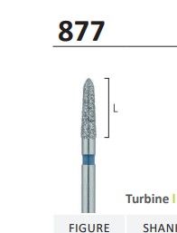 877 - CONICAL TORPEDO SHAPE DIAMOND BURS 5pcs - JOTA