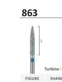 863 - LONG FLAME SHAPE DIAMOND BURS 6pcs - DIA SWIZZ