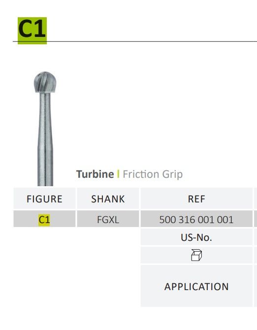 ROUND CARBIDE FG XL SHANK BUR 6PCS DIA SWIZZ