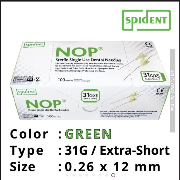 NEEDLES EXTRA SHORT 31G - 3 x 12 ( 100pcs ) - SPIDENT