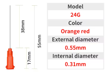 TIPS ORANGE RED ( Long-38mm ) 24G for SEALER - 100pcs / Bag