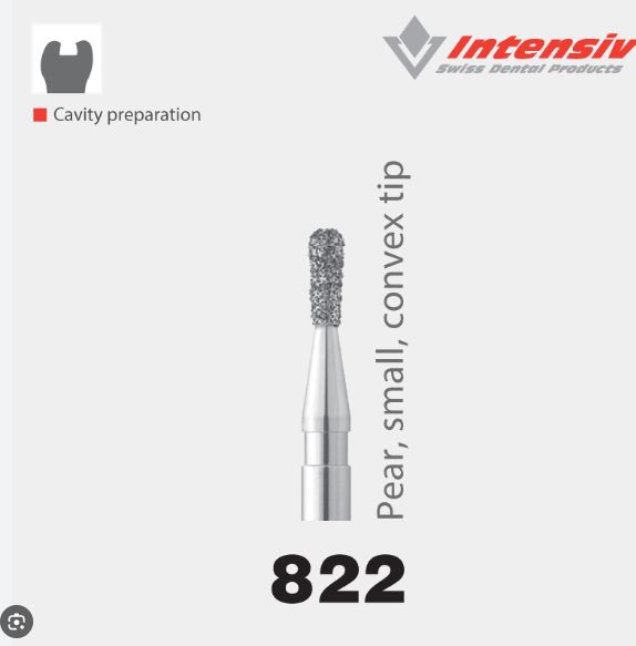 822 - CAVITY PREPARATION ,PEAR SHAPED DIAMOND BURS