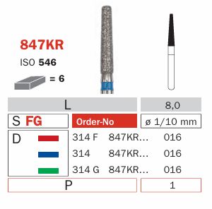 847KR - TAPERED CONICAL FLAT END DIAMOND BURS