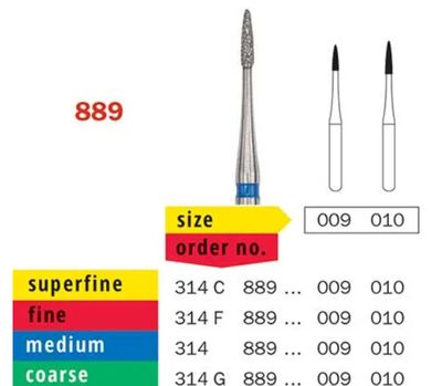 889 - SMALL FLAME SHAPE DIAMOND BURS