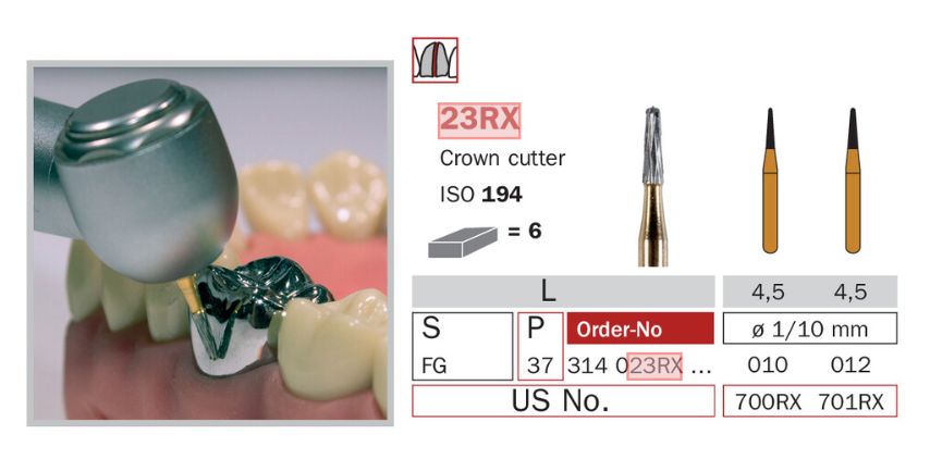 23RX.012 - CROWN CUTTING CARBIDE BURS 6pcs Kit - DIA SWIZZ