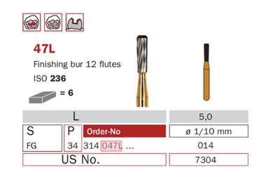 047L.014 - INVERTED CONICAL FINISHING CARBIDE BURS 6pcs - DIA SWIZZ