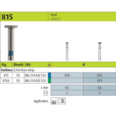 815 - WHEEL SHAPE DIAMOND BURS 5pcs - JOTA