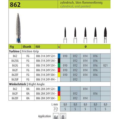 862 - LONG FLAME SHAPE DIAMOND BURS