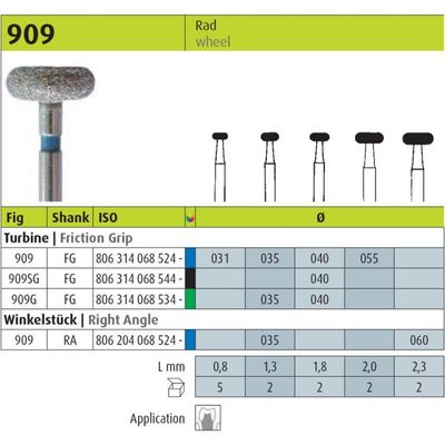 909 - ROUNDED RIM WHEEL DIAMOND BURS - JOTA