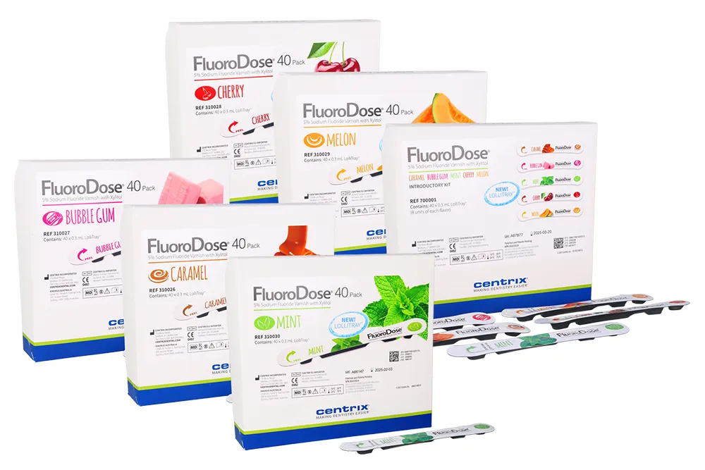 FLOURIDE VARNISH 5% NaF | FLUORODOSE | ( 40 x 0.3ml Trays / Box ) - CENTRIX
