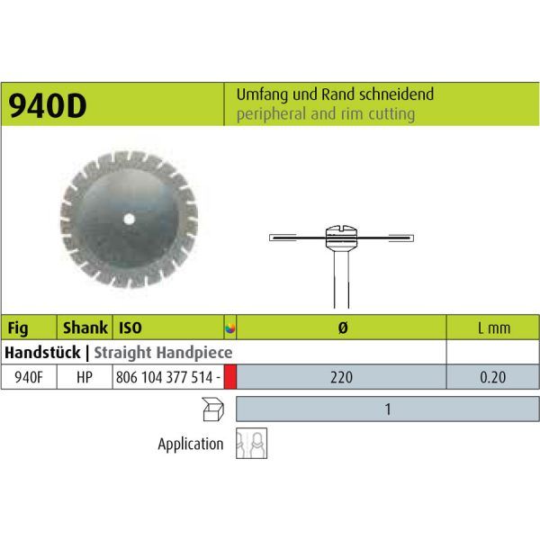 940D - DISC HP RIM CUTTING DIAMOND BURS 1pc - JOTA