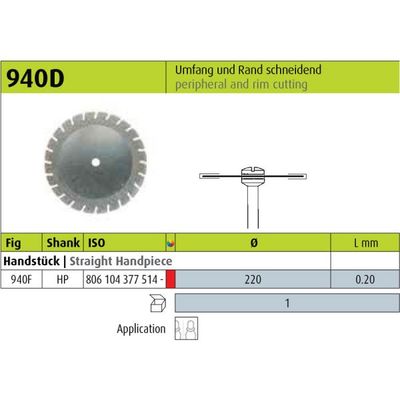 940D - DISC HP RIM CUTTING DIAMOND BURS 1pc - JOTA