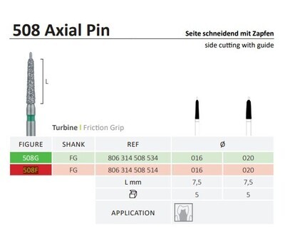 508F - AXIAL PIN DIAMOND BURS 5pcs - JOTA