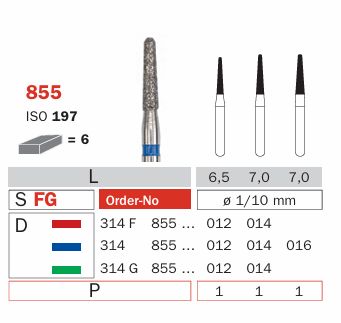 855 - CONICAL ROUND END TAPER DIAMOND BURS