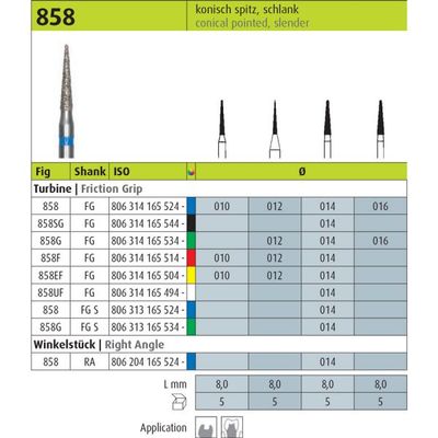 858 - NEEDLE DIAMOND BURS