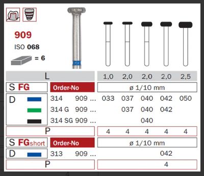 909 - ROUNDED RIM WHEEL DIAMOND BURS - DIA SWIZZ