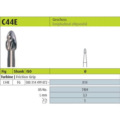 C44E.014 - WIDE FLAME SHAPE FINISHING CARBIDE BURS 6pcs