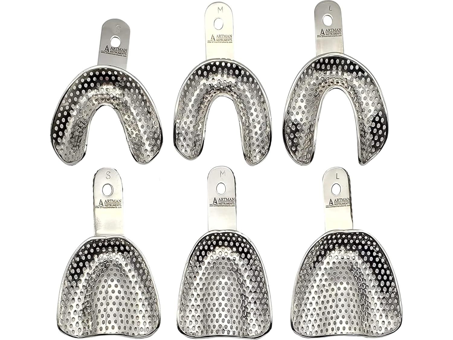 EDENTULOUS IMPRESSION TRAYS ( SS ) (S,M,L) - 6pcs SET - CROSSTEX