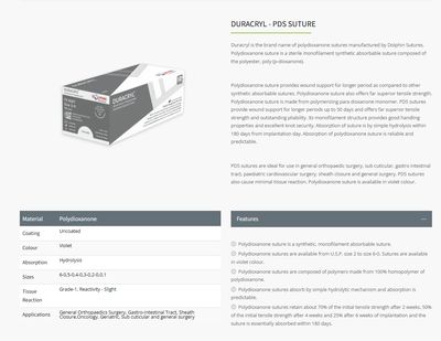 DURACRYL - PDS ( Reverse Cutting ) - DOLPHIN ( ABSORBABLE )