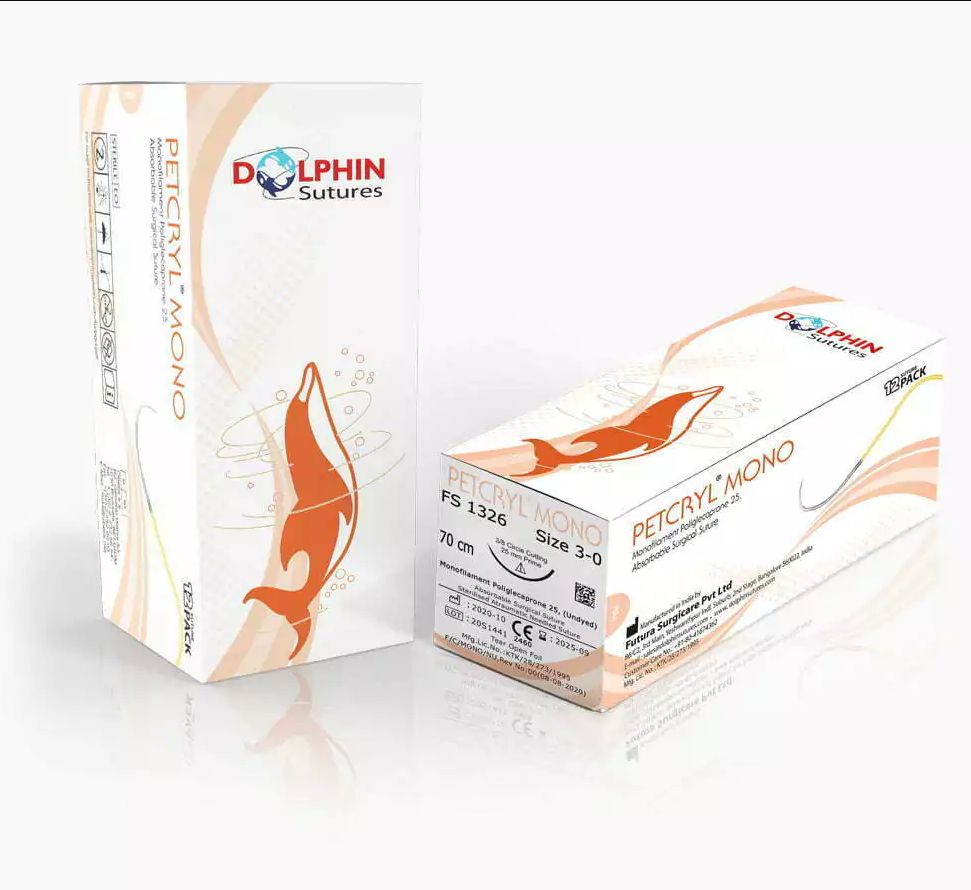 PETCRYL MONO - POLIGLECAPRONE 25  ( Reverse Cutting ) - DOLPHIN  ( ABSORBABLE )