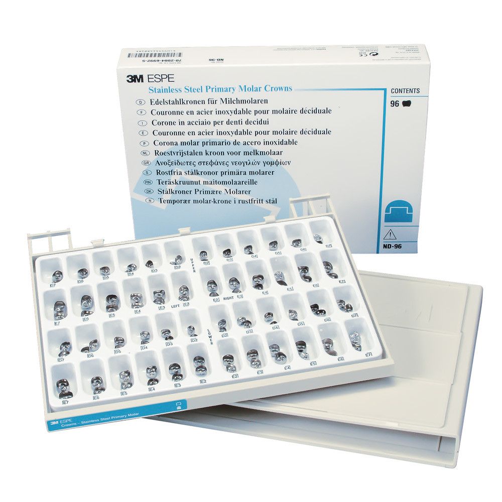 STAINLESS STEEL PRIMARY MOLAR CROWNS STARTER KIT ( 96 crowns Kit ) - 3M