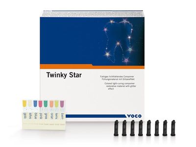 BULK FILL FLOWABLE COMPOSITE ( Light Cured with GLITTER EFFECT ) | TWINKY STAR ( 0.25gm x 40 Tips ) - VOCO BULK FILL FLOWABLE COMPOSITE ( Light Cured with GLITTER EFFECT ) | TWINKY STAR ( 0.25gm x 40 Tips ) - VOCO